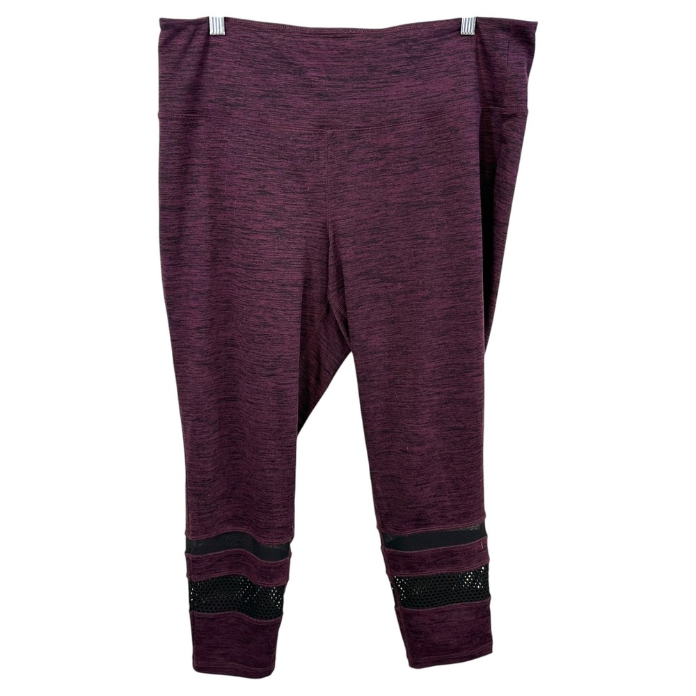 Lane‎ Bryant Plus Size 18/20 Leggings Burgundy Mesh Capri Cropped Livi 301